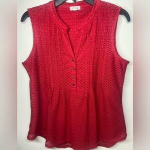 Westport Red Eyelet Sleeveless Blouse